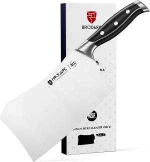 Butcher Knife: 8" Meat Cleaver Knife Heavy Duty Bone Chopper with Full Tang Ergonomic Handle, Razor Sharp German Stainless Steel for Bone Cutting, Meat Chopping with Gift Box