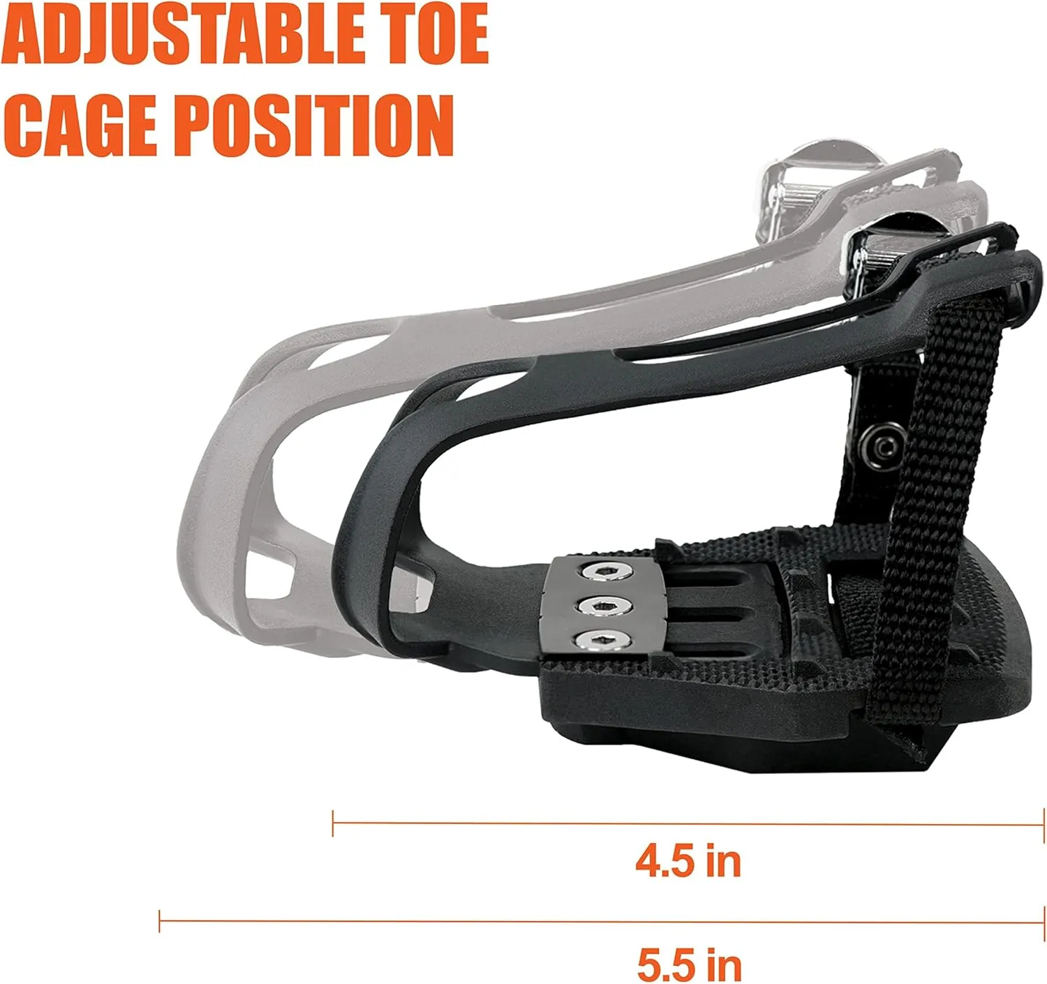 BV Bike Pedals Shimano SPD/Look Delta Compatible 9/16'' with Toe Clips - Peloton Pedals for Regular Shoes - Toe Cages for Peloton Bike - Exercise Bike Pedals - Universal Fit Bicycle Pedal