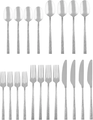 Cambridge Inspire Hammered Piece Flatware Set, 20 Count, No Color