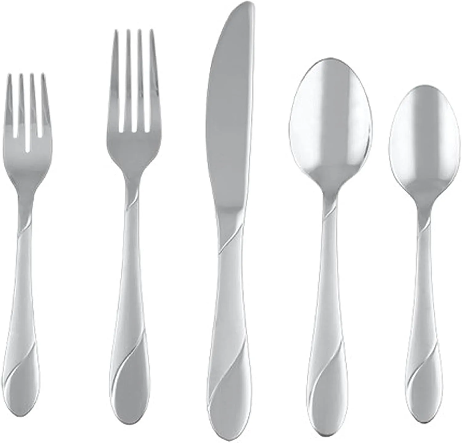 Cambridge Silversmiths Swirl Sand 20-Piece Flatware Silverware Set, Stainless Steel, Service for 4, Includes Forks/Spoons/Knives