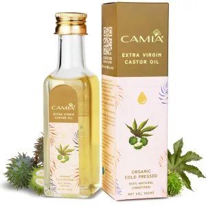 C.A.M.I.A. Premium Cold Pressed Organic Castor Oil – 100ml Glass Bottle – For Hair, Skin & Eyebrows – Rich in Vitamin E & Fatty Acids – Promotes Hair Growth, Hydrates Skin – 100% Pure & Natural