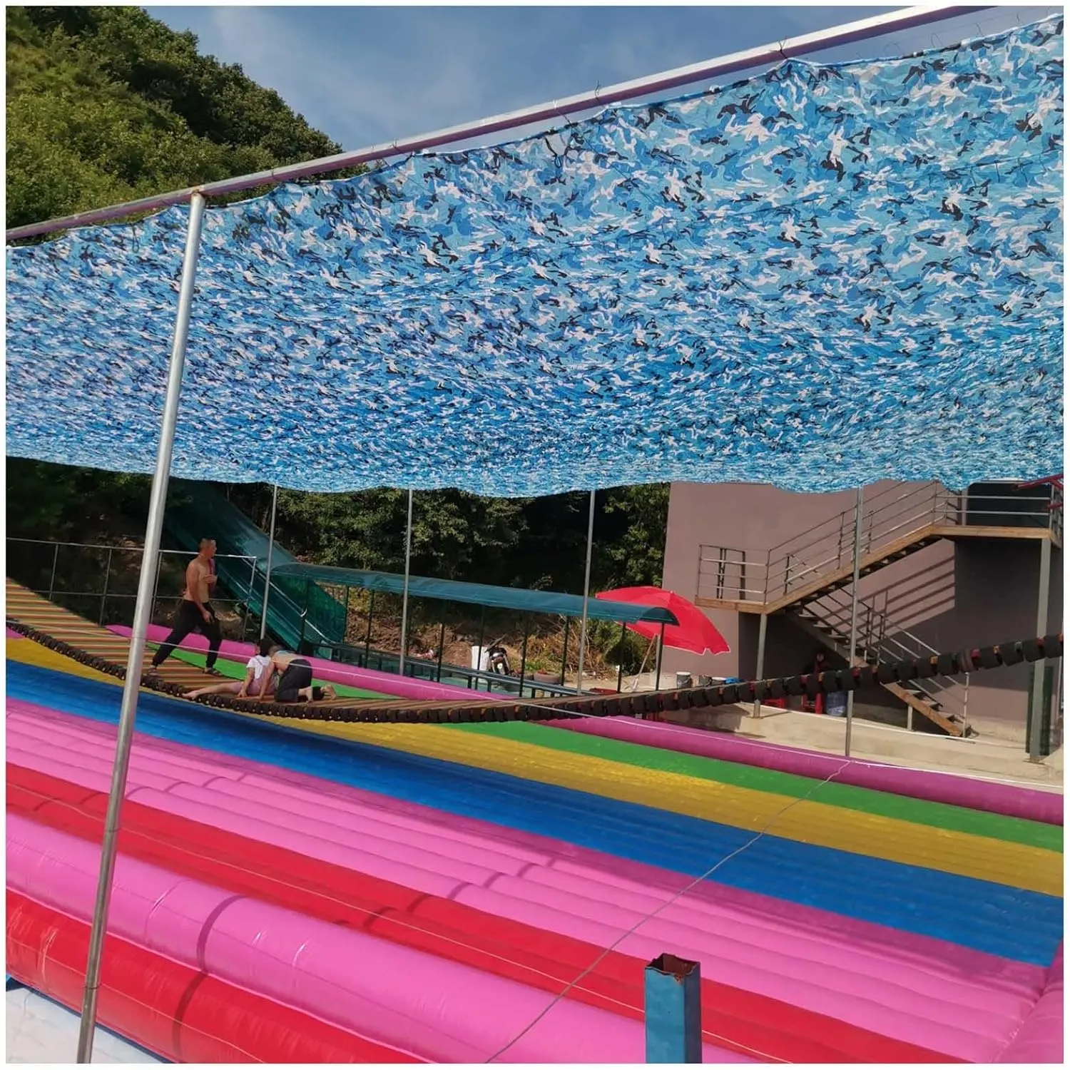 Camouflage Netting, 210d Outdoor Hunting Camo Net, Double-Layer Reinforced Sunshade Netting, Used for Military Decoration, Tent, Camping, Lightweight Sunscreen Net,6x10m(19.7 * 32.8ft)