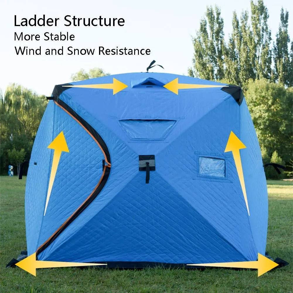 Camping Equipment Winter Fishing Tent Ice Fishing Shelter Heat Reflective Fabric Three-Layer Quilted Insulation Effect is Good (Blue A)