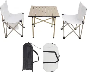 Camping Folding Table Chairs Set, Ergonomic Design Chairs, Strong Weight Capacity, Outdoor Aluminum Alloy Table and Chairs for Camping, Road Trips, Picnics,