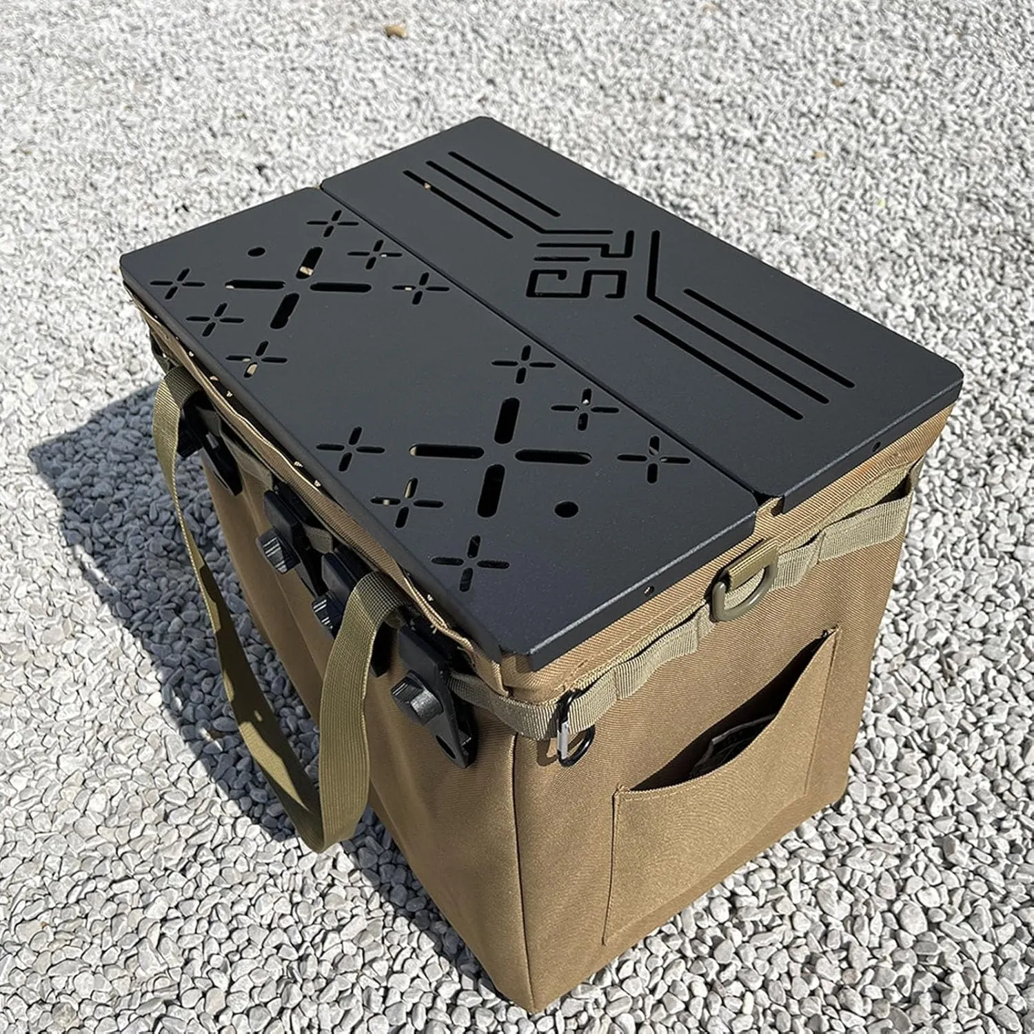 Camping IGT Table Board 0.5 Unit, Lightweight Detachable Aluminum Alloy Construction, Sand Blasted Black Outer layer, Multifunctional Use, Includes Storage , Compatible with IGT Un (FU board)