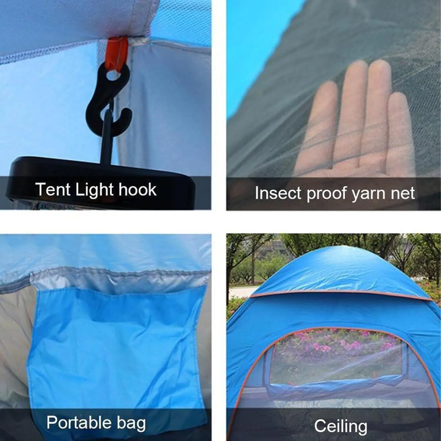 Camping Tent Automatic Camping Tent 1-2 Person Family Tent Double Layer Instant Setup Awning Outdoor Protable Backpacking Tent Hiking Travel (Color :