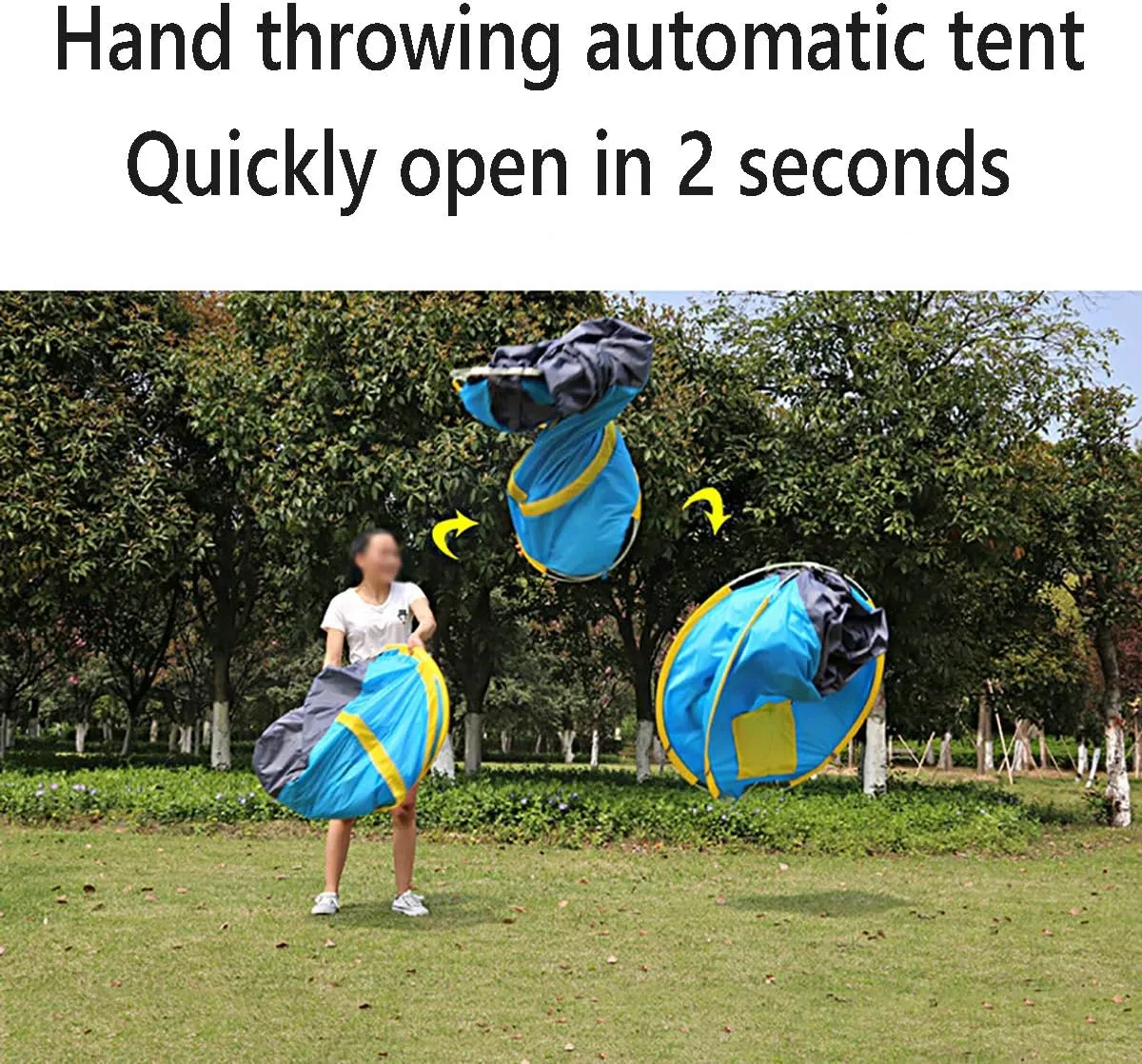Camping Tents, Automatic Pop Up Sun Shelter 2-3/3-4 Persons Tent, Family Tent for Beach/Garden/Fishing/Picnic Hiking Travel,Blue,3 to4 People