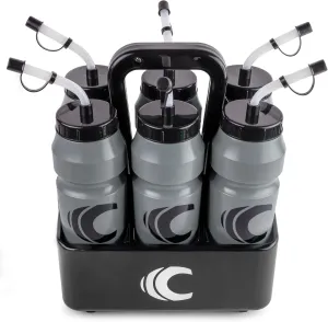 Cannon Sports 1 Liter Sports Water Bottle, BPA-Free, 34oz Capacity, Large Mouth, 2 lids (Straw & Squeeze) with Carrier, Great For Helmet Sports Such As Hockey, Lacrosse, Football, Boxing (Gray)