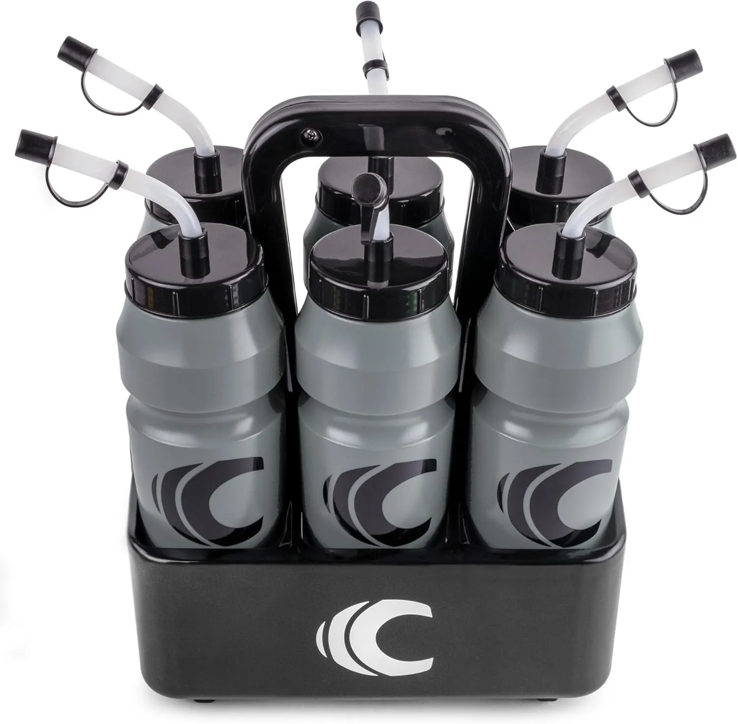 Cannon Sports 1 Liter Sports Water Bottle, BPA-Free, 34oz Capacity, Large Mouth, 2 lids (Straw & Squeeze) with Carrier, Great For Helmet Sports Such As Hockey, Lacrosse, Football, Boxing (Gray)