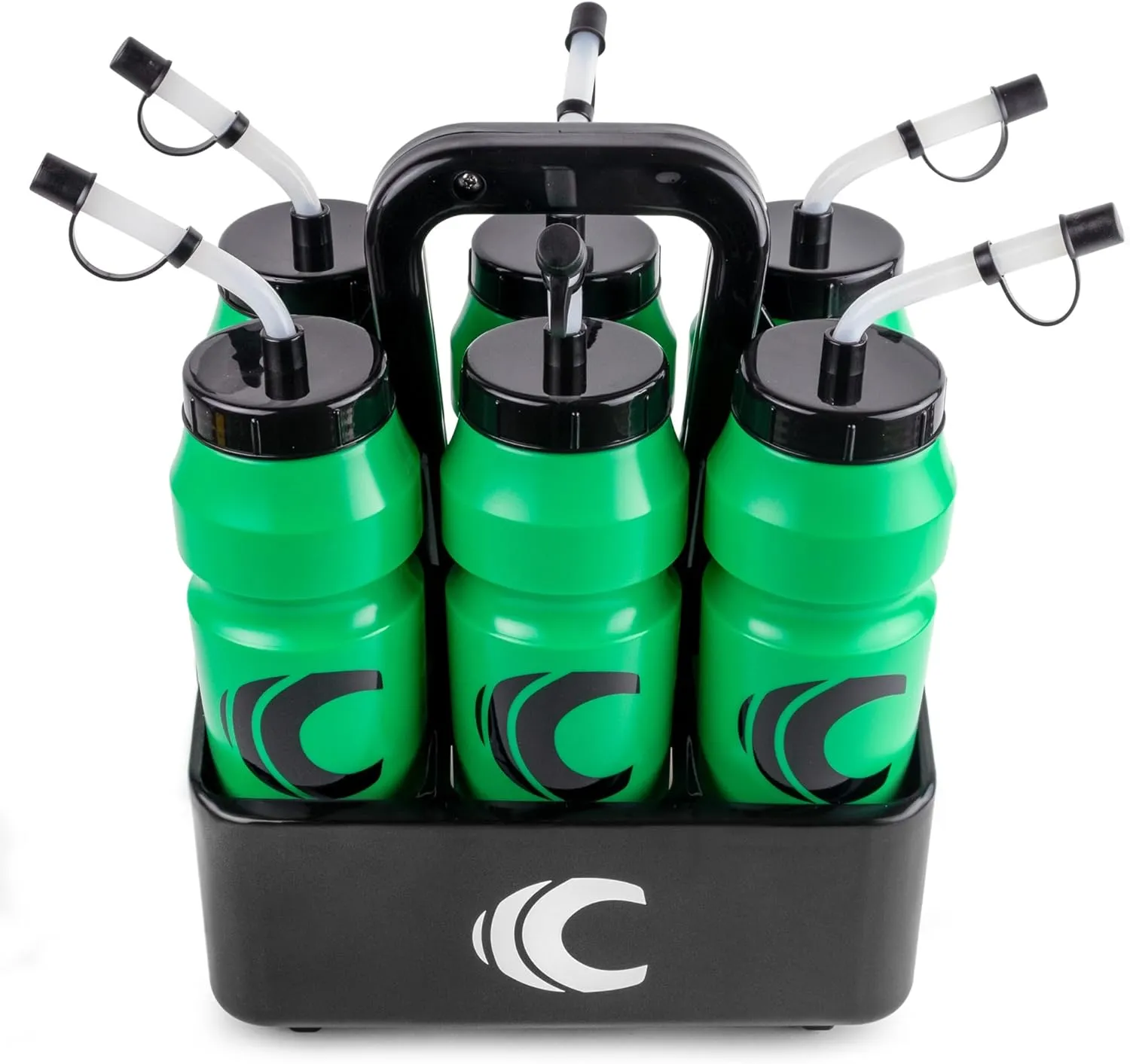 Cannon Sports 1 Liter Sports Water Bottle, BPA-Free, 34oz Capacity, Large Mouth, 2 lids (Straw & Squeeze) with Carrier, Great For Helmet Sports Such As Hockey, Lacrosse, Football, Boxing (Green)