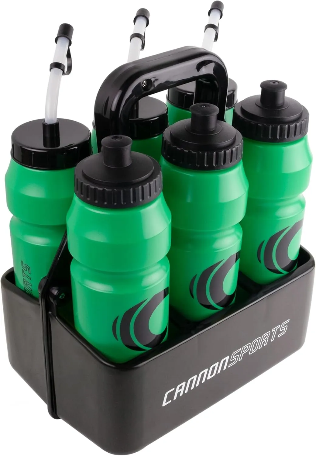 Cannon Sports 1 Liter Sports Water Bottle, BPA-Free, 34oz Capacity, Large Mouth, 2 lids (Straw & Squeeze) with Carrier, Great For Helmet Sports Such As Hockey, Lacrosse, Football, Boxing (Green)