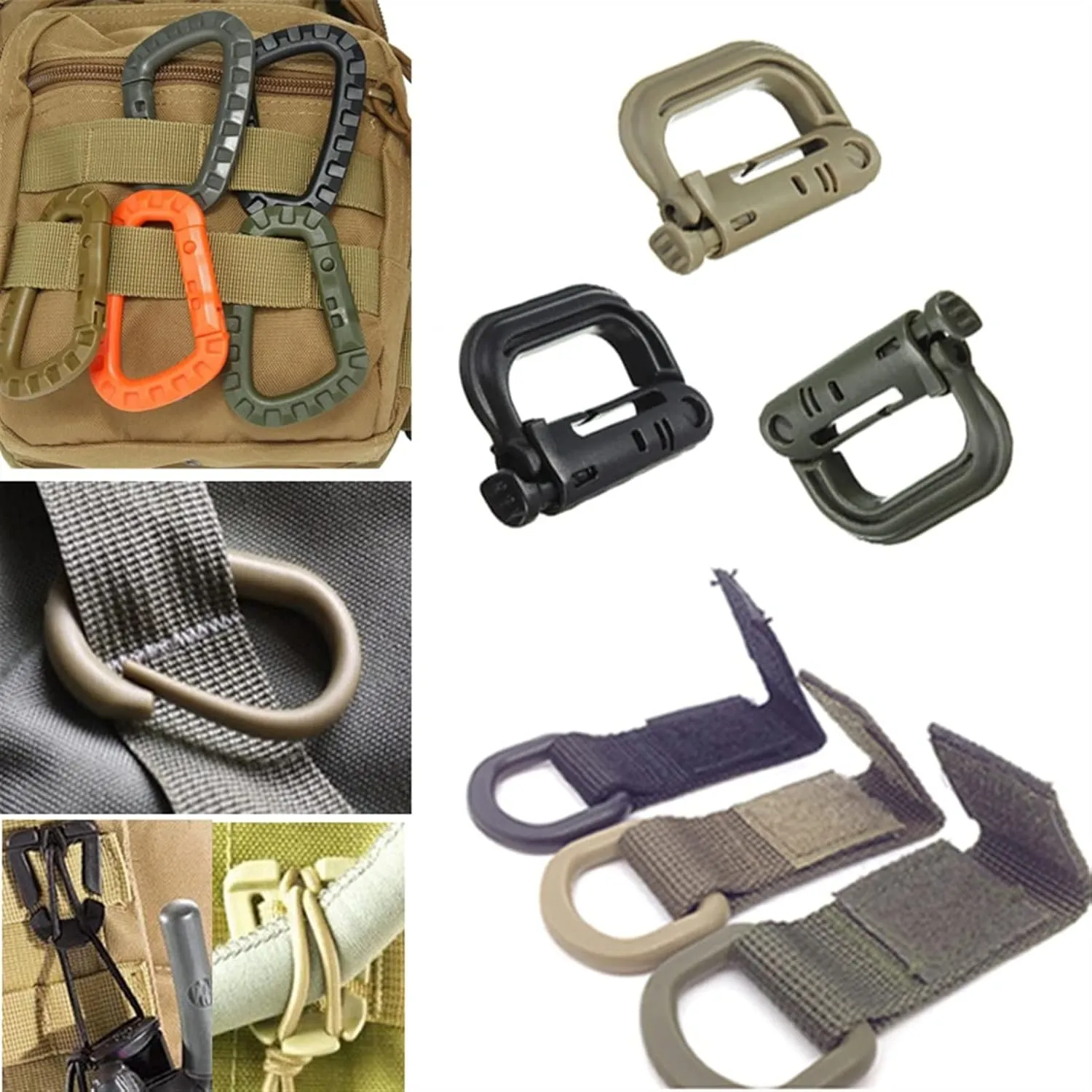 Carabiner Clips,Spring Clips， Webbing Lock Attach Quickdraw Buckle Outdoor Campconnect Link Snap Shackle Clip Hike Climb Backpack
