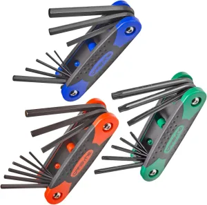 Carbyne 25-Piece Folding Hex (Allen) Key & Star (Torx) Wrench Set – Inch(Standard)/Metric/Star(Torx), Heat Treated S2 Steel. Includes Metric Hex 1.5-8mm, SAE Hex 5/64"-1/4", Star (Torx) T9-T40