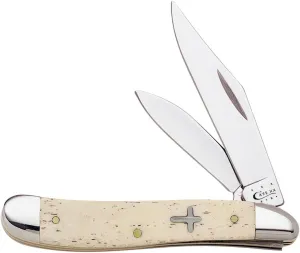 Case WR XX Pocket Knife Smooth Natural Bone Peanut W/Cross Shield Item #22503 - (6220 SS) - Length Closed: 2 7/8 Inches