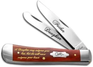 Case xx Father-Daughter Dark Red Bone Trapper Stainless Pocket Knife Knives