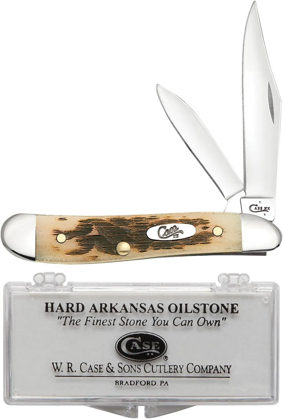 Case XX WR Pocket Knife Peanut, Amber Bone Handle W/Sharpening Stone - (6220 SS) - Length Closed: 2 7/8 Inches