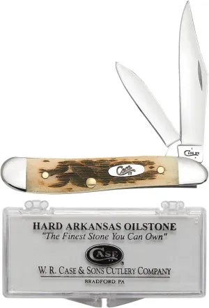 Case XX WR Pocket Knife Peanut, Amber Bone Handle W/Sharpening Stone - (6220 SS) - Length Closed: 2 7/8 Inches
