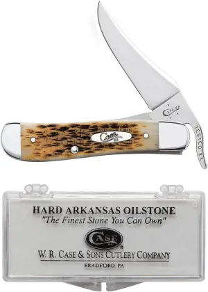 Case XX WR Pocket Knife Russlock Amber Jig Bone W/Sharpening Stone (61953L SS) - Length Closed: 4 1/4 Inches