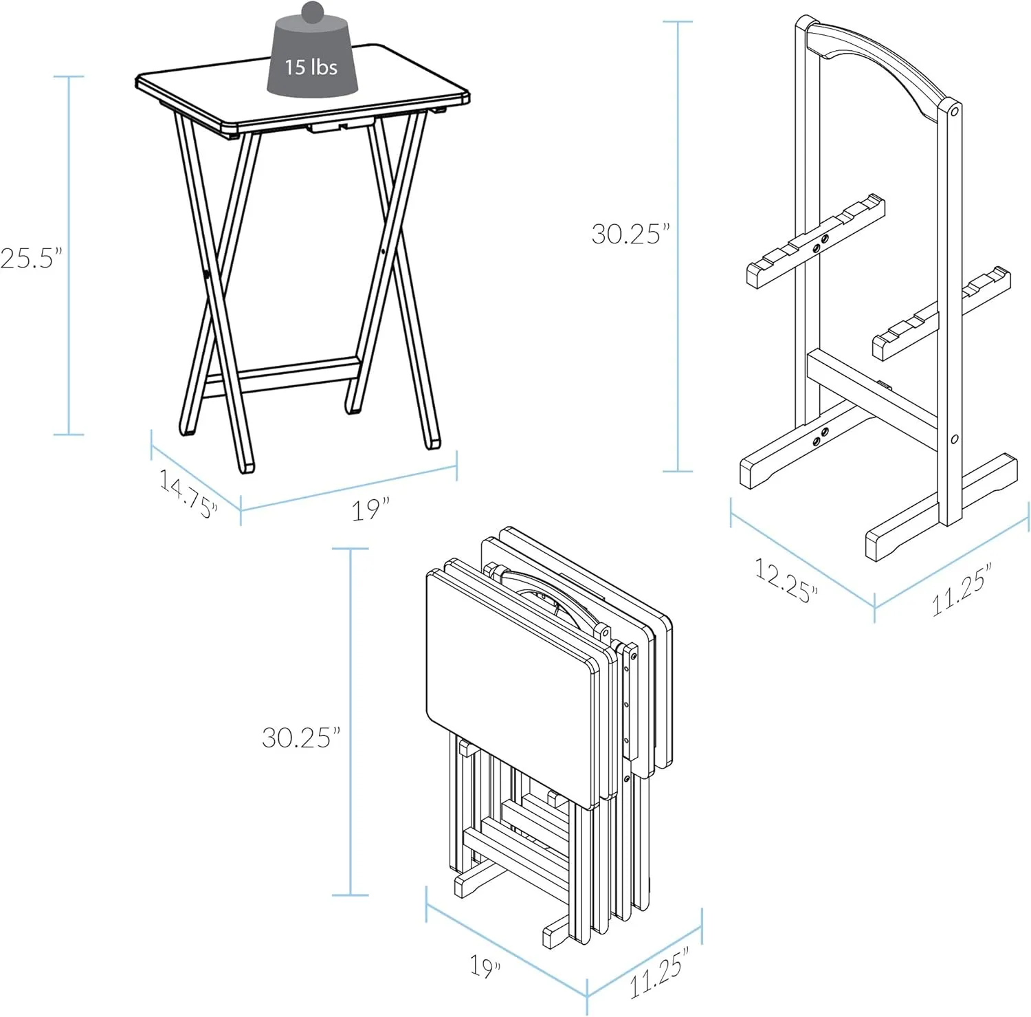 Casual Home 5pcs Tray Table Set - White (660-41)