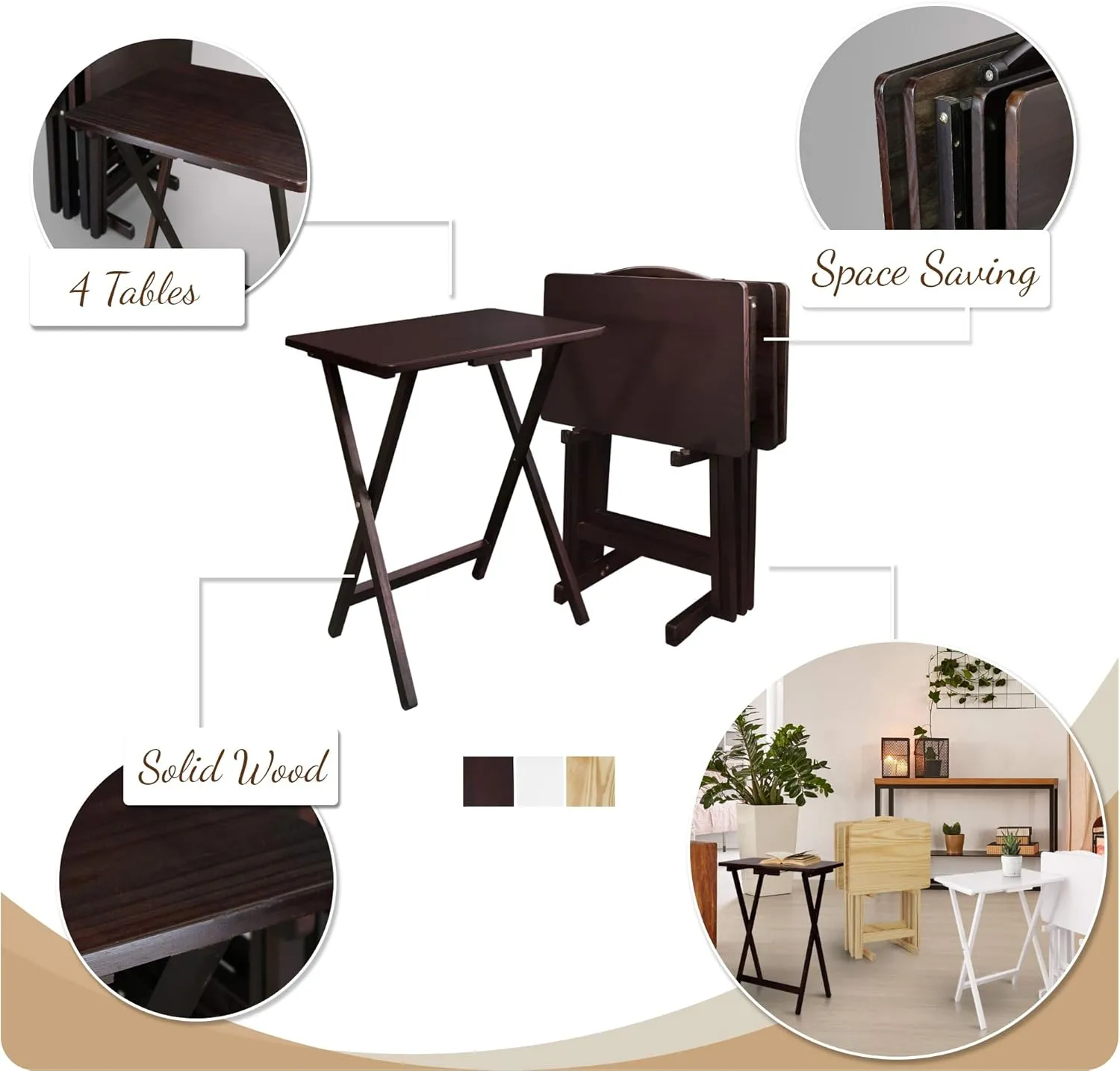Casual Home 5pcs Tray Table Set - White (660-41)