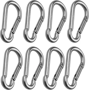 CBTONE 8 Pack 3 Inch Spring Snap Hook Stainless Steel 304 Carabiner Clips Heavy Duty Quick Link Hook for Outdoor Camping Hiking Hammock Swing (M8 x 80mm)