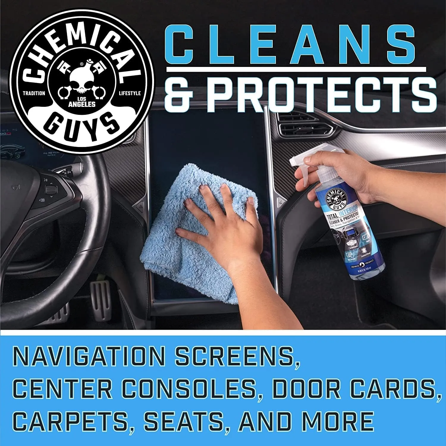 Chemical Guys HOL414 Total Interior Cleaner and Protectant, Refill Kit With 2 Dilution Bottles & 3 Premium Microfiber Towels (Safe for Cars, Trucks, SUVs, Jeeps, Motorcycles, RVs & More) 64 fl oz