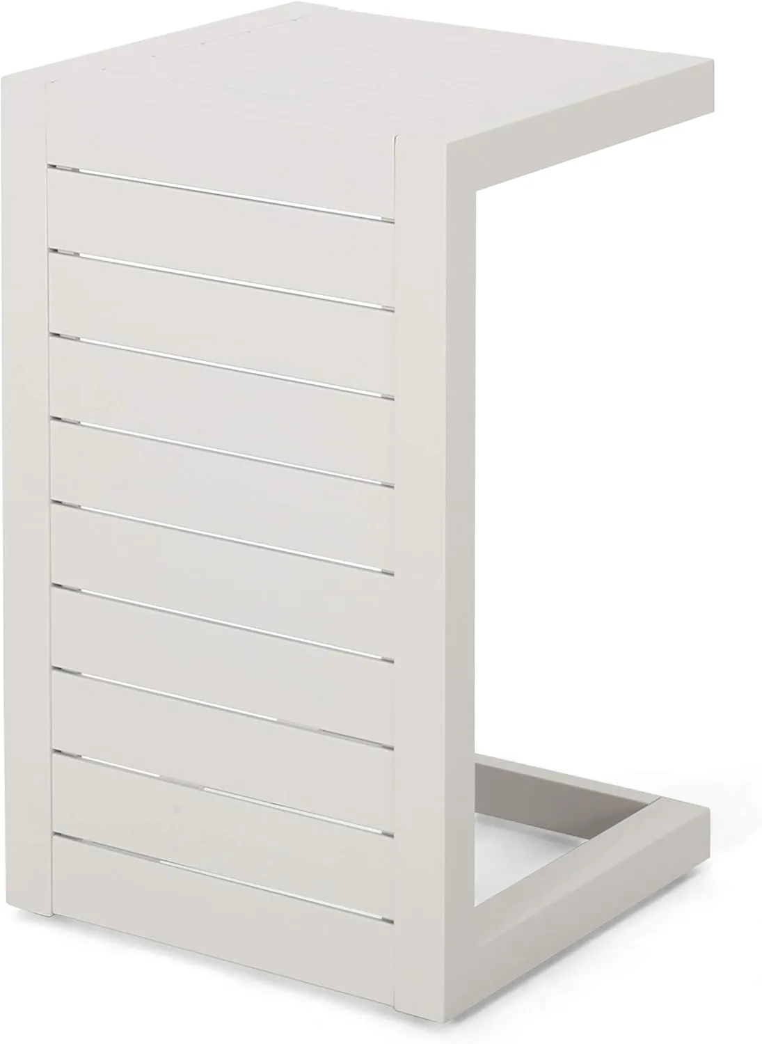 Christopher Knight Home Jesse Coral Outdoor Modern Aluminum C-Shaped End Table, White