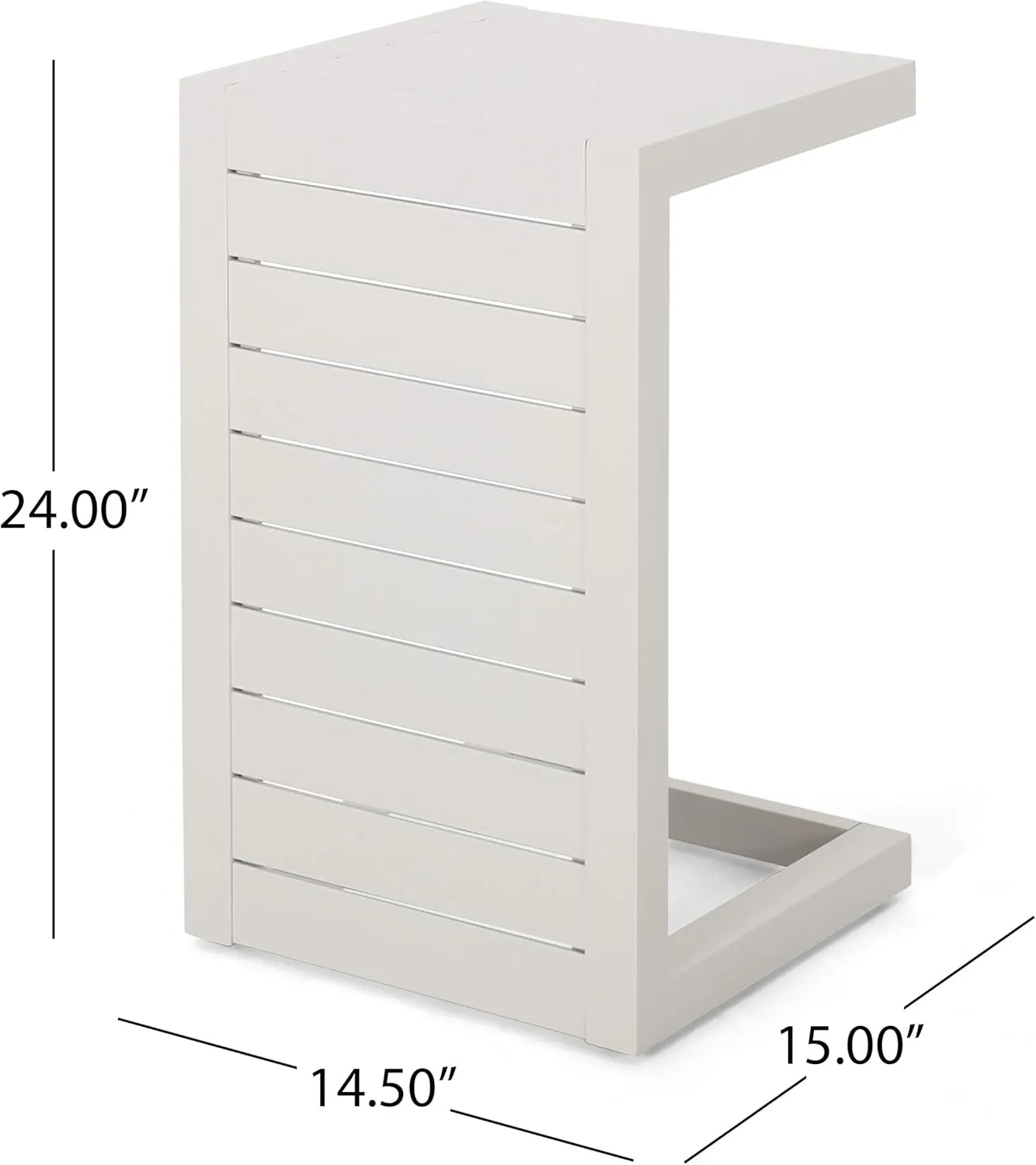 Christopher Knight Home Jesse Coral Outdoor Modern Aluminum C-Shaped End Table, White