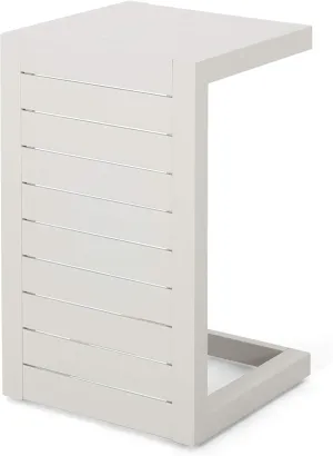 Christopher Knight Home Jesse Coral Outdoor Modern Aluminum C-Shaped End Table, White