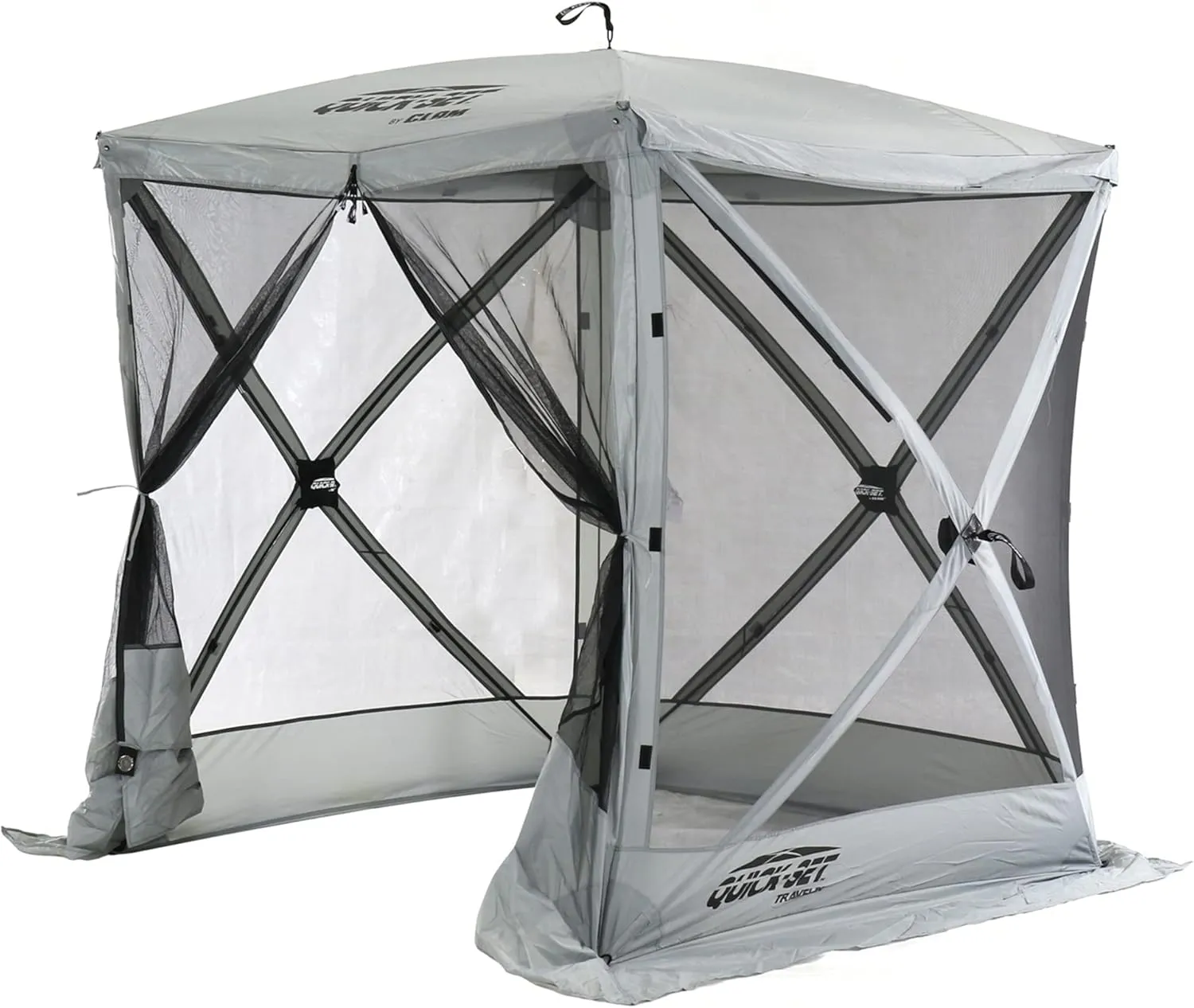 CLAM Pop Up Screen Tent, Outdoor Camping Gazebo Canopy, Traveler, 6' x 6', Gray