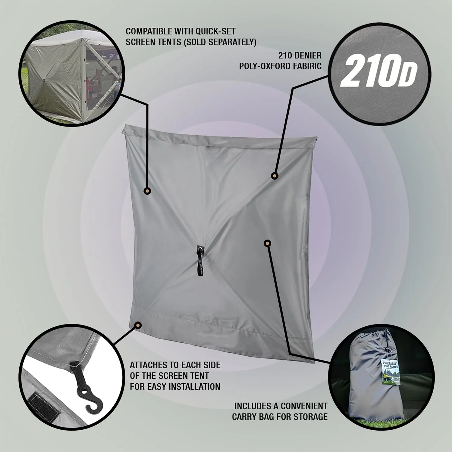Clam Quick-Set Wind and Sun Panel Attachment for Escape Sport Screen Shelter Canopy Tent with Carrying Bag, Accessory Only