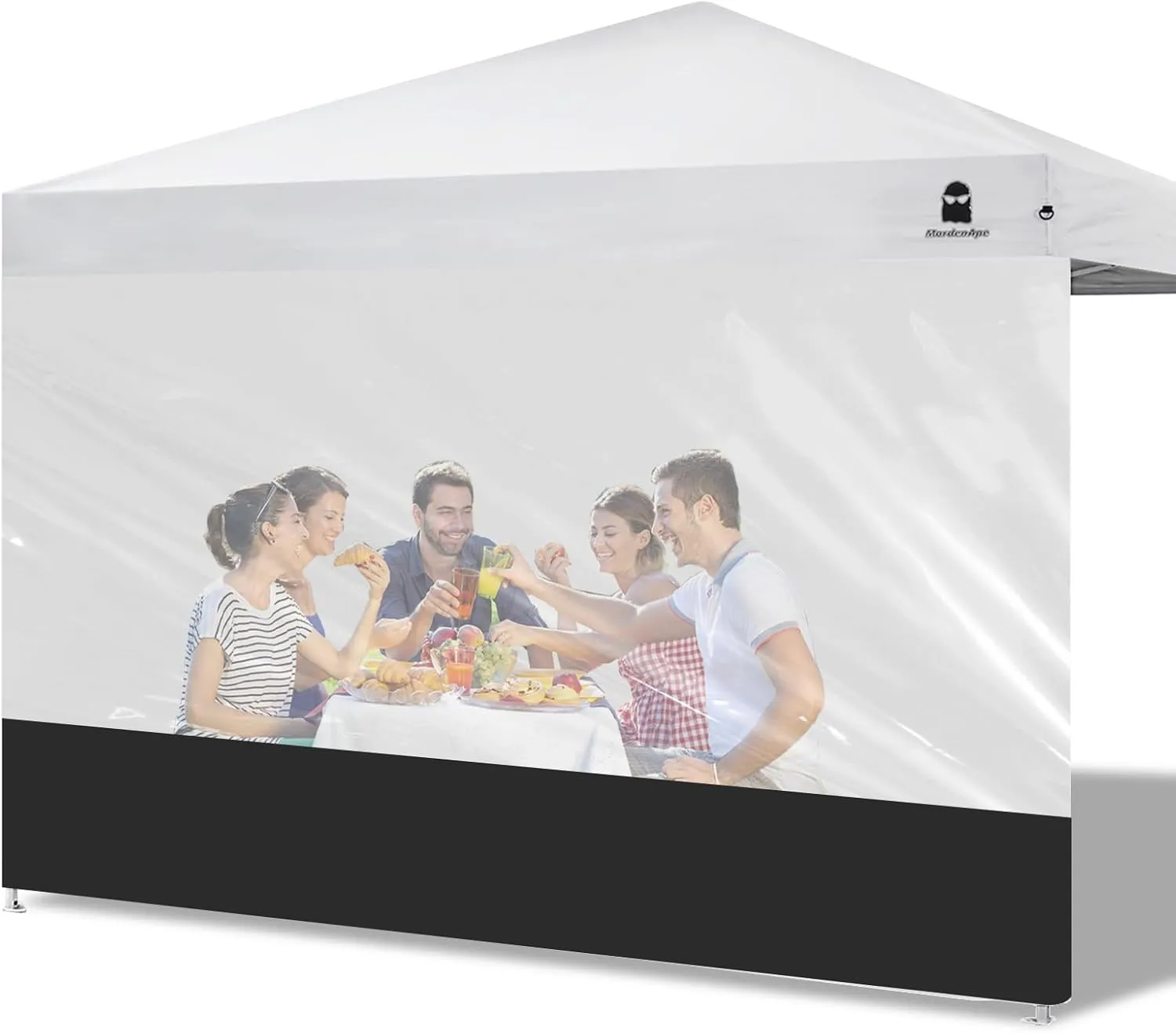 Clear Sidewall Splicing Transparent Canopy Sunwall for 10x10 Pop Up Canopy (Black)