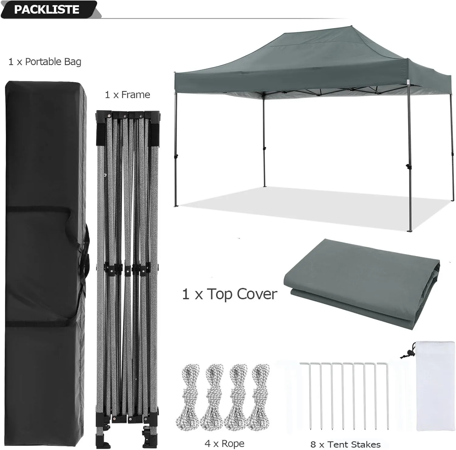 COBIZI 10x15 Pop up Canopy Tent Heavy Duty Without Sidewalls, Easy Set-up Commercial Outdoor Party Tent, 100% Waterproof Wedding Tent Gazebo, 3 Height Adjustable with Handbag, Gray