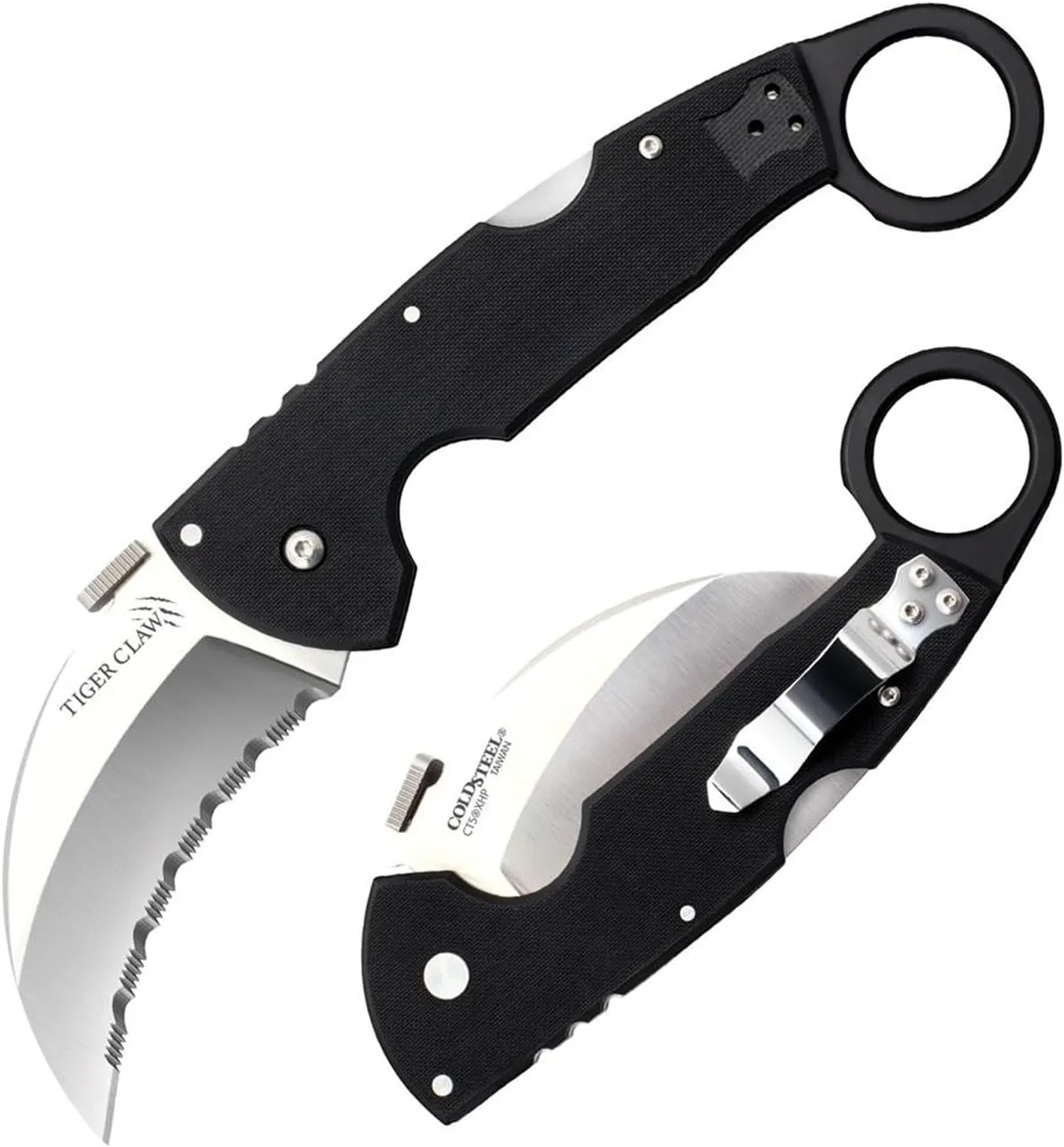 Cold Steel Tiger Claw 3" S35VN Razor-Sharp Blade 6" Easy-to-Grip G-10 Handle EDC Tactical Folding Knife with Tri-Ad Locking Mechanism