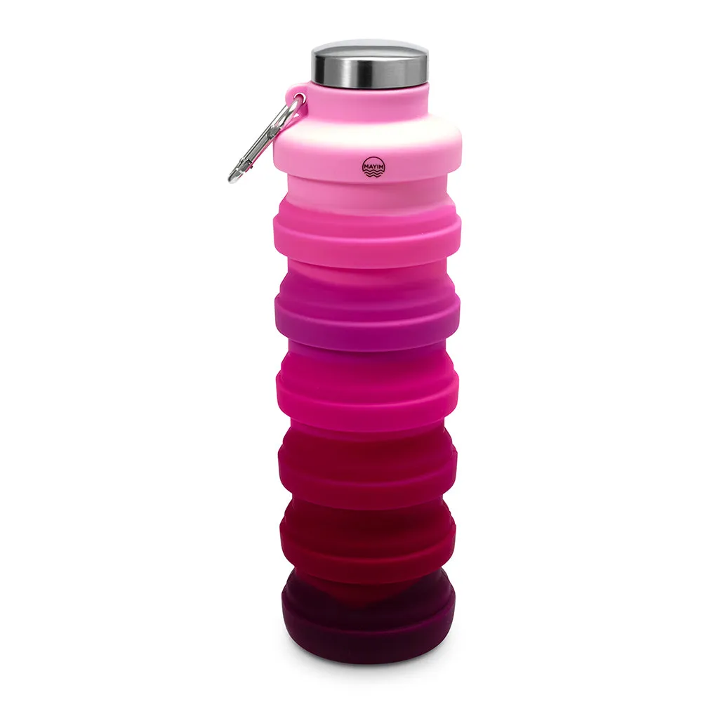 Collapsible Carabiner Bottle - Larger - Deep Pink
