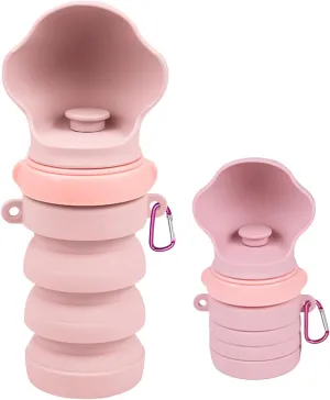 Collapsible Silicone Dog Water Bottne,17oZ Leak-Proof Pet Travel Squeeze Bottles for Travel,Hiking Camping Trip Accessories(Pink)