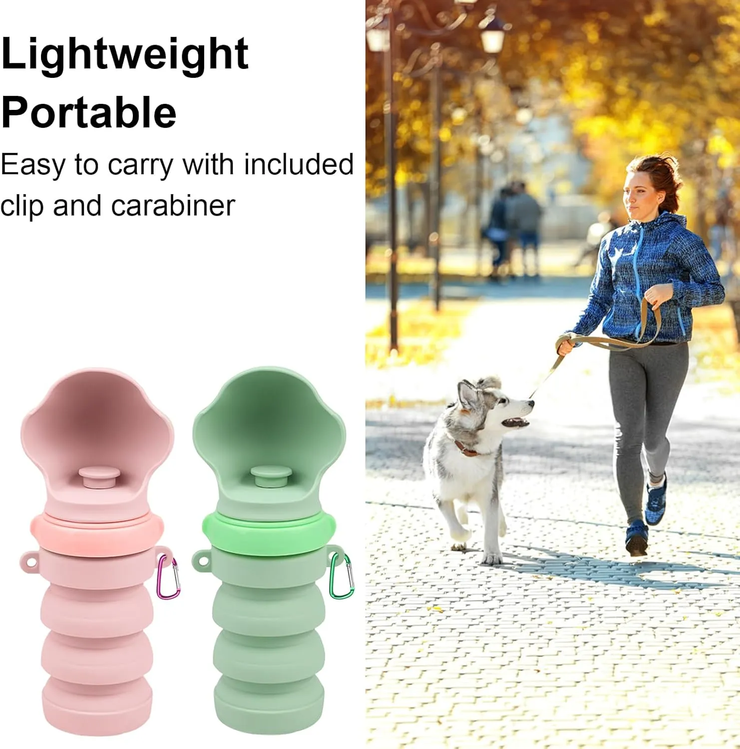 Collapsible Silicone Dog Water Bottne,17oZ Leak-Proof Pet Travel Squeeze Bottles for Travel,Hiking Camping Trip Accessories(Pink)