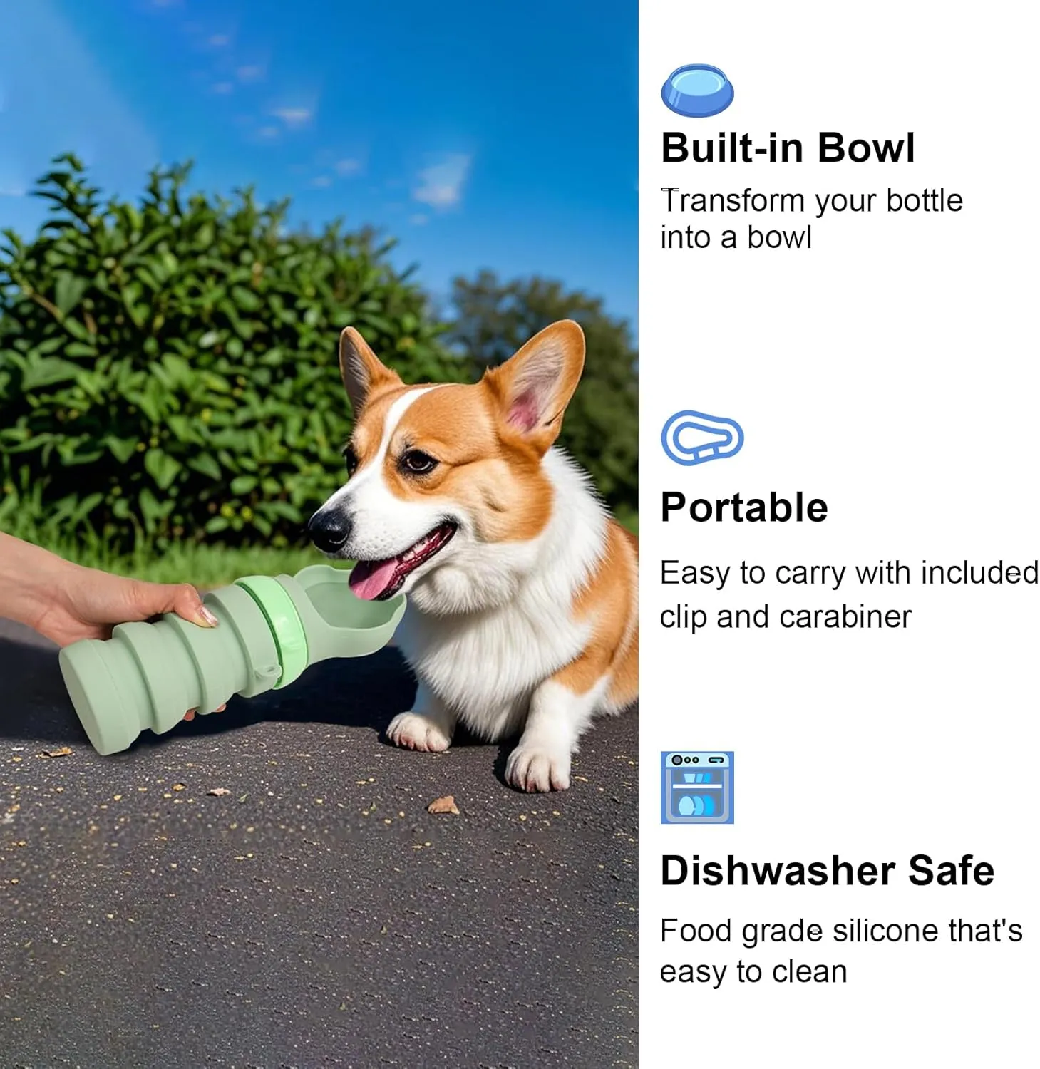 Collapsible Silicone Dog Water Bottne,17oZ Leak-Proof Pet Travel Squeeze Bottles for Travel,Hiking Camping Trip Accessories(Pink)