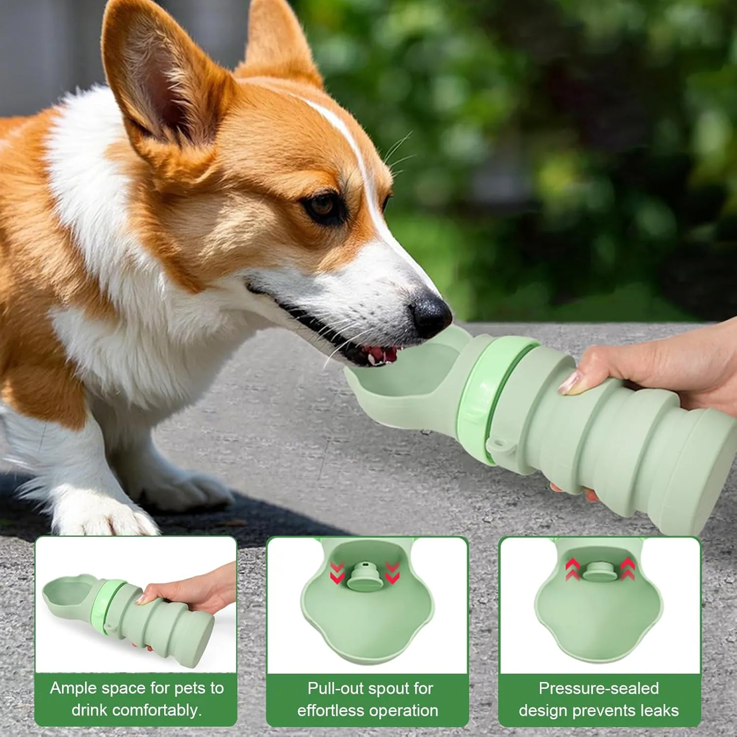 Collapsible Silicone Dog Water Bottne,17oZ Leak-Proof Pet Travel Squeeze Bottles for Travel,Hiking Camping Trip Accessories(Pink)