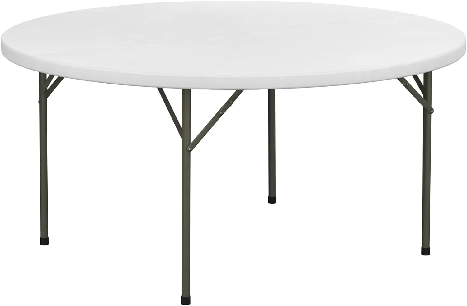 Commercial Round Folding Table - Heavy-Duty White Plastic for Parties, Banquets and Events - Perfect for Indoor/Outdoor Use (60 inches, 5 Units)