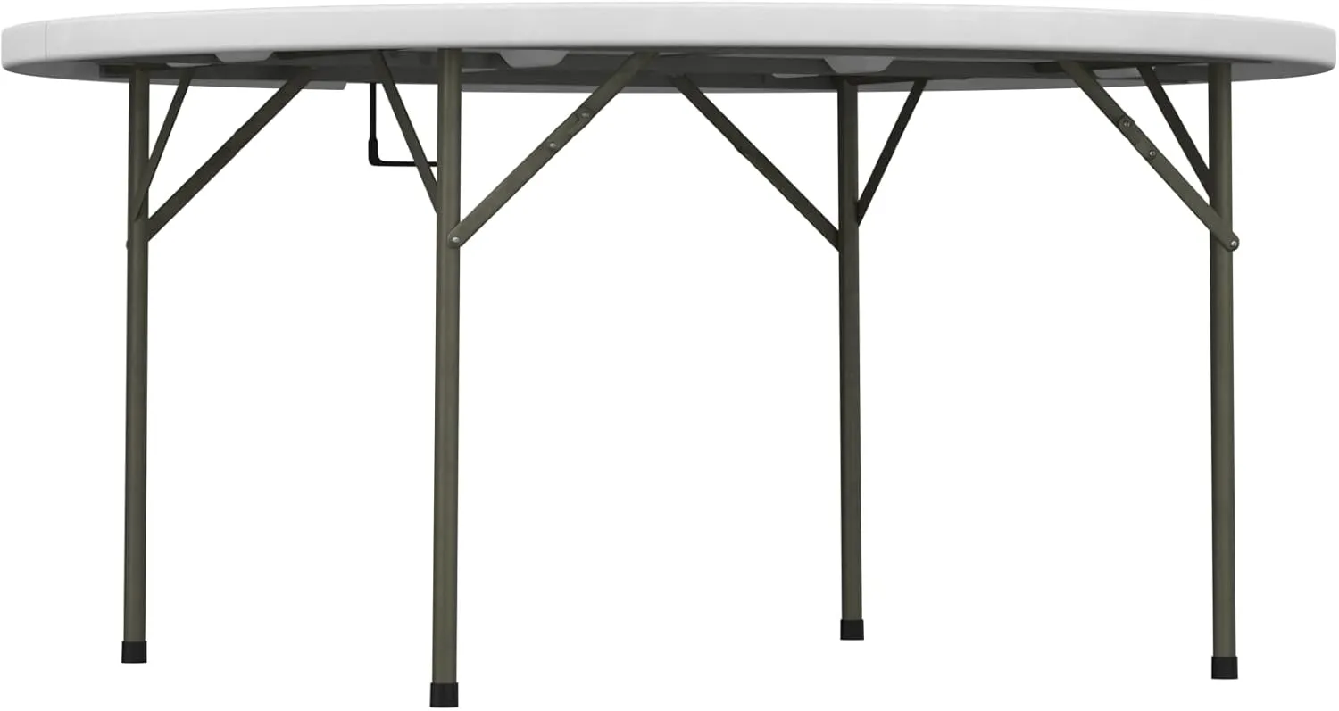 Commercial Round Folding Table - Heavy-Duty White Plastic for Parties, Banquets and Events - Perfect for Indoor/Outdoor Use (60 inches, 5 Units)