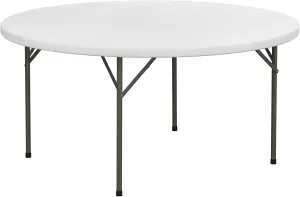 Commercial Round Folding Table - Heavy-Duty White Plastic for Parties, Banquets and Events - Perfect for Indoor/Outdoor Use (60 inches, 5 Units)