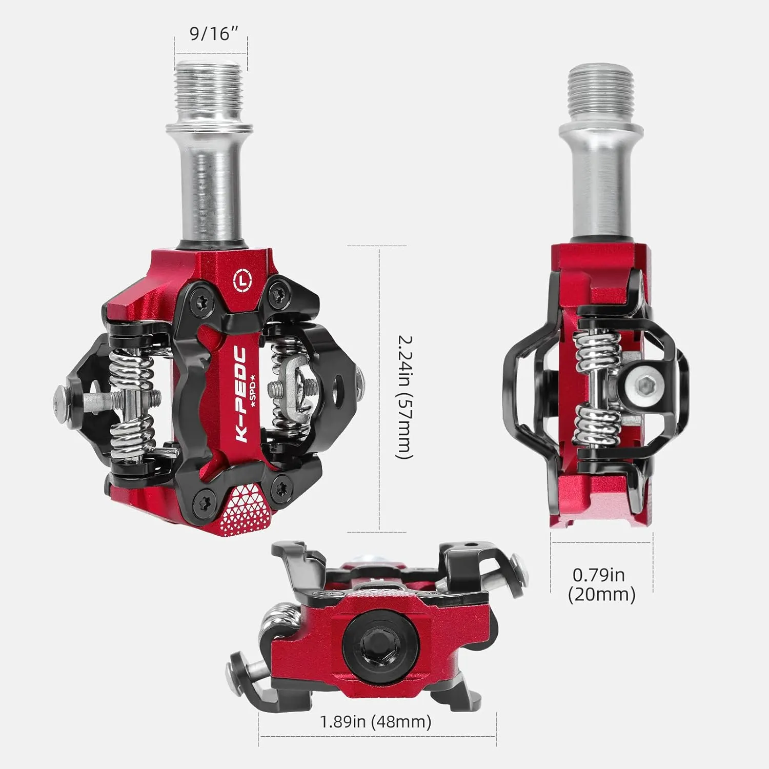 Compatible Clipless MTB Mountain Bike Pedal Dual Sided Lightweight Aluminum 9/16″ Platform Bicycle Pedals with Cleats for Road