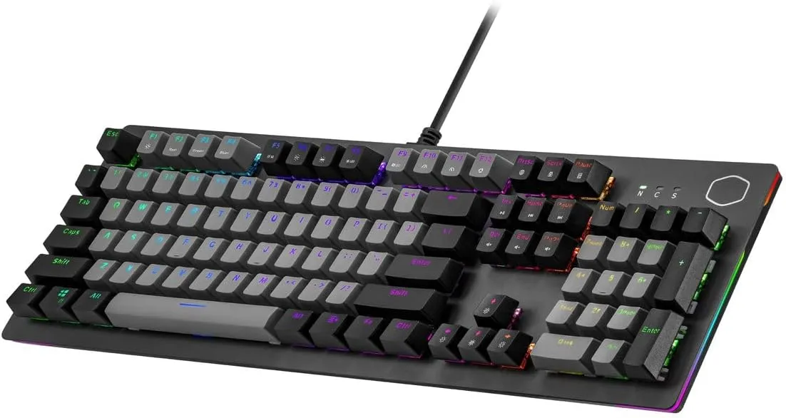 Cooler Master CK352 Full Mechanical Gaming PC Keyboard, Tactile Brown Switches, Customizable RGB Illumination and Lightbars, Sandblasted Aluminum Top, Dual Keycap Scheme, QWERTY (CK-352-GKMR1-US)