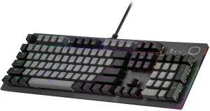 Cooler Master CK352 Full Mechanical Gaming PC Keyboard, Tactile Brown Switches, Customizable RGB Illumination and Lightbars, Sandblasted Aluminum Top, Dual Keycap Scheme, QWERTY (CK-352-GKMR1-US)