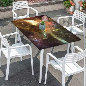 Coral Multicolor Tablecloth for Folding Table Galaxy Design Elastic Edge Fitted Tablecloth for Rectangle Table Fantasy Art Fits up 5 Foot Tables