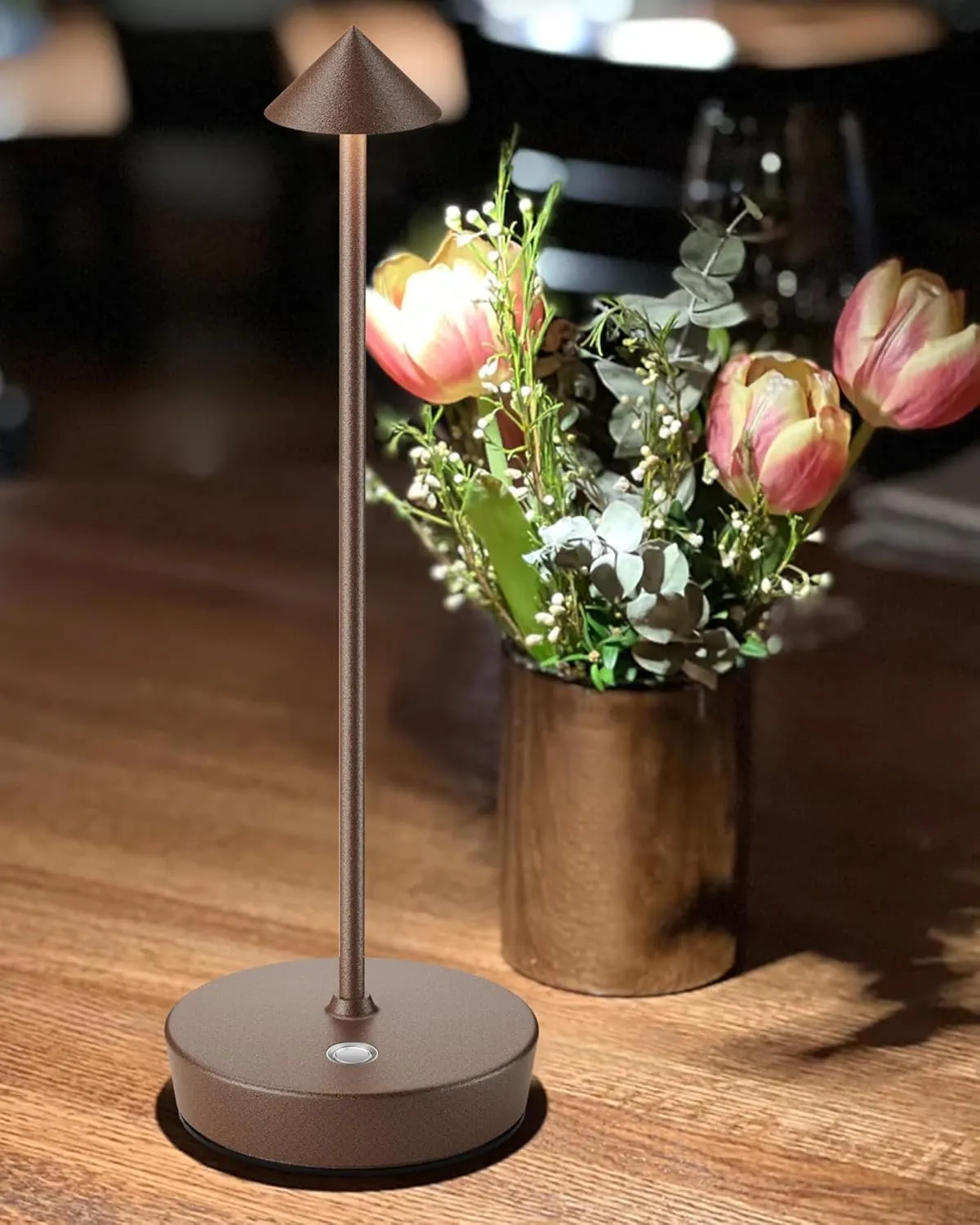 Cordless Table Lamps Rechargeable, 6000mAh Battery Operated LED Desk Lamp Outdoor Waterproof Portable Touch Dimmable Table Night Light for Patio Restaurant Dining Home Set of 2 Rust