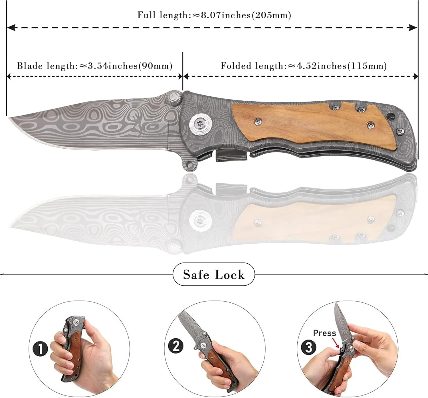 Corfara Engraved Tactical Survival Folding Pocket Knife with Wood Handle – Best Uncle Ever - Uncle Gifts for Birthday, Fathers Day, Christmas from Niece, Nephew