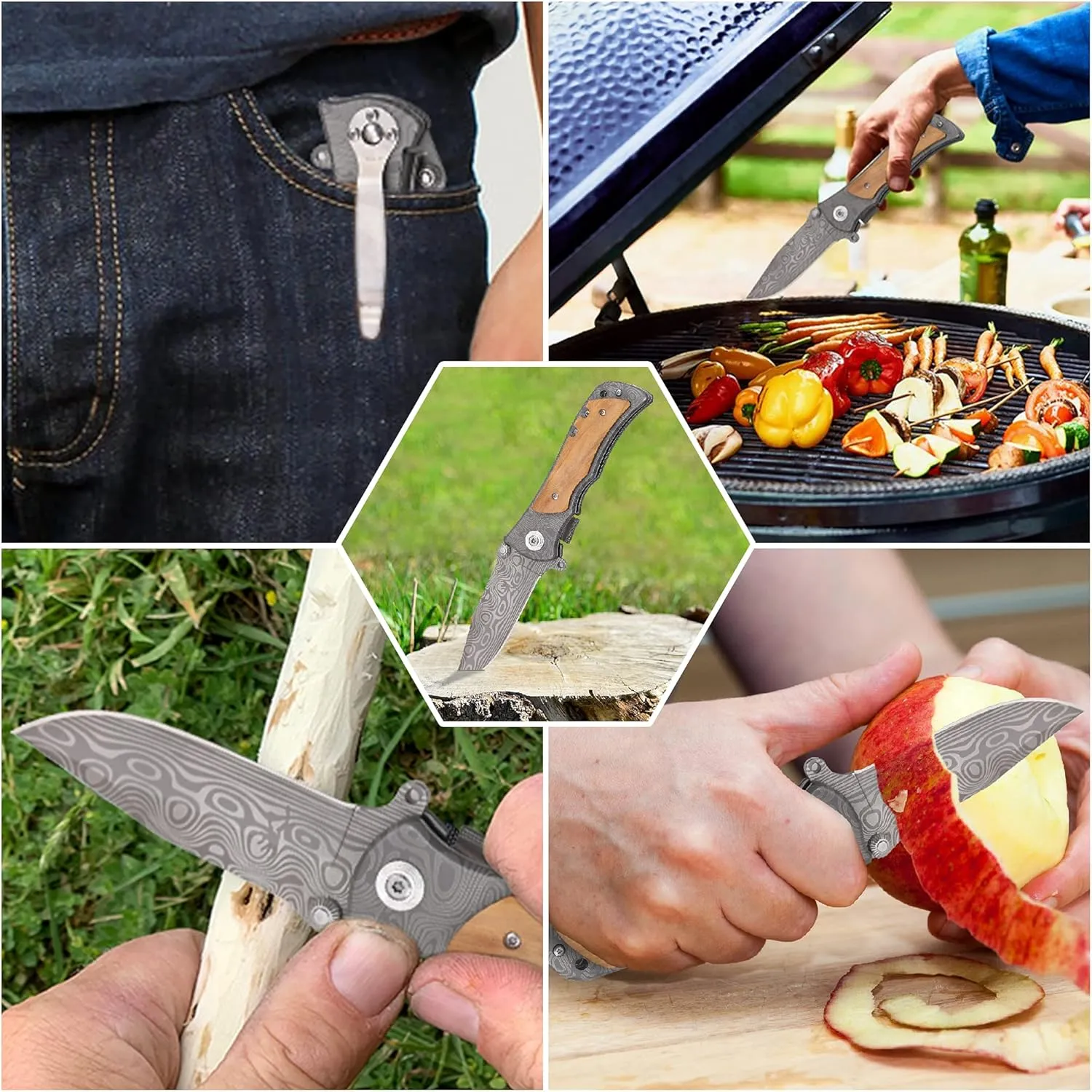 Corfara Engraved Tactical Survival Folding Pocket Knife with Wood Handle – Best Uncle Ever - Uncle Gifts for Birthday, Fathers Day, Christmas from Niece, Nephew