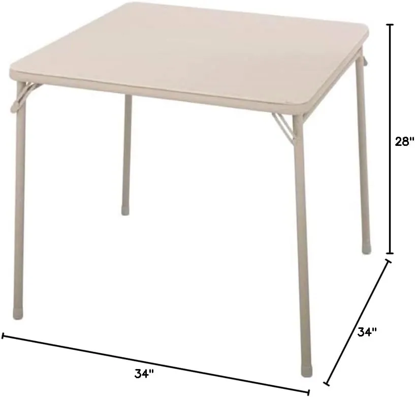 Cosco Square Folding Table 34" Sand Steel Frame, Vinyl